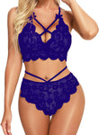 Xs and Os Women's Strappy Lace Bra Panty Lingerie Set