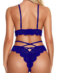 Xs and Os Women's Strappy Lace Bra Panty Lingerie Set
