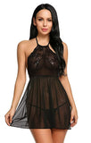 Xs and Os Women lace babydoll lingerie with Halter Neck bra panty lingerie set