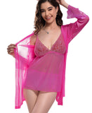 Xs and Os Women's Robe with Lace Babydoll Lingerie Set