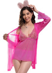 Xs and Os Women's Robe with Lace Babydoll Lingerie Set