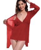 Xs and Os Women's Robe with Lace Babydoll Lingerie Set