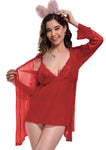 Xs and Os Women's Robe with Lace Babydoll Lingerie Set