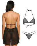 Xs and Os Women lace babydoll lingerie with Halter Neck bra panty lingerie set