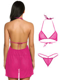 Xs and Os Women lace babydoll lingerie with Halter Neck bra panty lingerie set