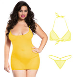 Xs and Os Women's Net 4-piece Babydoll Lingerie Set with Strappy Back