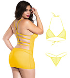 Xs and Os Women's Net 4-piece Babydoll Lingerie Set with Strappy Back