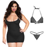 Xs and Os Women's Net 4-piece Babydoll Lingerie Set with Strappy Back