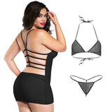 Xs and Os Women's Net 4-piece Babydoll Lingerie Set with Strappy Back