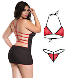 Xs and Os Women's Net 4-piece Babydoll Lingerie Set with Strappy Back