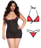 Xs and Os Women's Net 4-piece Babydoll Lingerie Set with Strappy Back