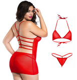 Xs and Os Women's Net 4-piece Babydoll Lingerie Set with Strappy Back