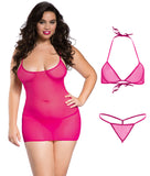 Xs and Os Women's Net 4-piece Babydoll Lingerie Set with Strappy Back