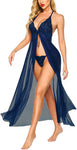 Xs and Os Long Lace Babydoll Open Front Lingerie with Panty