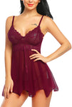 Xs and Os Women Lace Babydoll Nightwear Pleated Style Lingerie with Panty