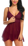 Xs and Os Women Lace Babydoll Nightwear Pleated Style Lingerie with Panty