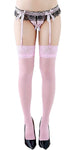 Xs and Os Women's Lace Garter Belt with attached panty and Sheer Lace Top Stockings Lingerie Set
