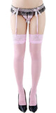 Xs and Os Women's Lace Garter Belt with attached panty and Sheer Lace Top Stockings Lingerie Set