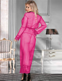 Xs and Os Women's Nightwear Sheer Mesh Lace Robe Lingerie Set