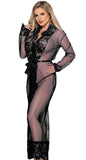 Xs and Os Women's Nightwear Sheer Mesh Lace Robe Lingerie Set