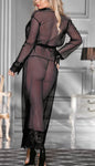Xs and Os Women's Nightwear Sheer Mesh Lace Robe Lingerie Set