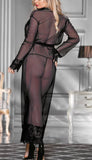 Xs and Os Women's Nightwear Sheer Mesh Lace Robe Lingerie Set