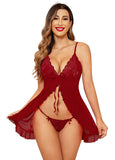 Xs and Os Women's Open Front Ruffled Babydoll Lingerie