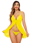 Xs and Os Women's Open Front Ruffled Babydoll Lingerie