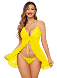 Xs and Os Women's Open Front Ruffled Babydoll Lingerie