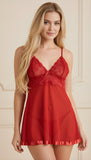 Xs and Os Women Sheer Mesh lace babydoll nightwear lingerie with g-string panty