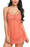 Xs and Os Women Lace Nightwear Babydoll Lingerie Nightie with Panty (Watermelon)
