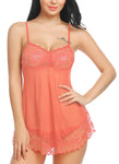 Xs and Os Women Lace Nightwear Babydoll Lingerie Nightie with Panty (Watermelon)
