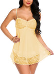 Xs and Os Women Lace Nightwear Babydoll Lingerie Nightie with Panty (Watermelon)