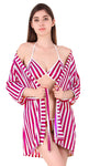 Xs and Os Women Stripe Satin Nightwear Robe Nightdress with Bra Panty Satin Lingerie Set