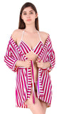Xs and Os Women Stripe Satin Nightwear Robe Nightdress with Bra Panty Satin Lingerie Set