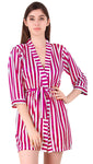 Xs and Os Women Stripe Satin Nightwear Robe Nightdress with Bra Panty Satin Lingerie Set