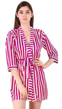 Xs and Os Women Stripe Satin Nightwear Robe Nightdress with Bra Panty Satin Lingerie Set