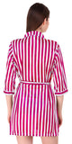 Xs and Os Women Stripe Satin Nightwear Robe Nightdress with Bra Panty Satin Lingerie Set