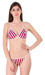 Xs and Os Women Stripe Satin Nightwear Robe Nightdress with Bra Panty Satin Lingerie Set