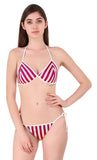 Xs and Os Women Stripe Satin Nightwear Robe Nightdress with Bra Panty Satin Lingerie Set