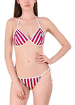 Xs and Os Women Stripe Satin Nightwear Robe Nightdress with Bra Panty Satin Lingerie Set