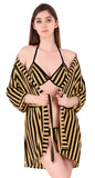 Xs and Os Women Stripe Satin Nightwear Robe Nightdress with Bra Panty Satin Lingerie Set