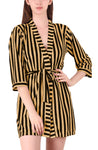 Xs and Os Women Stripe Satin Nightwear Robe Nightdress with Bra Panty Satin Lingerie Set