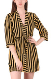 Xs and Os Women Stripe Satin Nightwear Robe Nightdress with Bra Panty Satin Lingerie Set