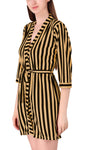 Xs and Os Women Stripe Satin Nightwear Robe Nightdress with Bra Panty Satin Lingerie Set