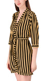 Xs and Os Women Stripe Satin Nightwear Robe Nightdress with Bra Panty Satin Lingerie Set
