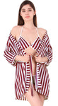 Xs and Os Women Stripe Satin Nightwear Robe Nightdress with Bra Panty Satin Lingerie Set