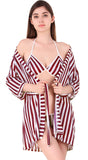 Xs and Os Women Stripe Satin Nightwear Robe Nightdress with Bra Panty Satin Lingerie Set