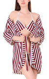 Xs and Os Women Stripe Satin Nightwear Robe Nightdress with Bra Panty Satin Lingerie Set