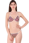 Xs and Os Women Stripe Satin Nightwear Robe Nightdress with Bra Panty Satin Lingerie Set